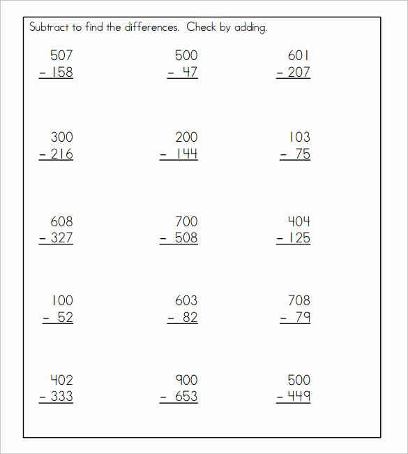 Subtracting Across Zero Worksheet Unique Sample Subtraction Across Zeros Worksheet 10 Documents