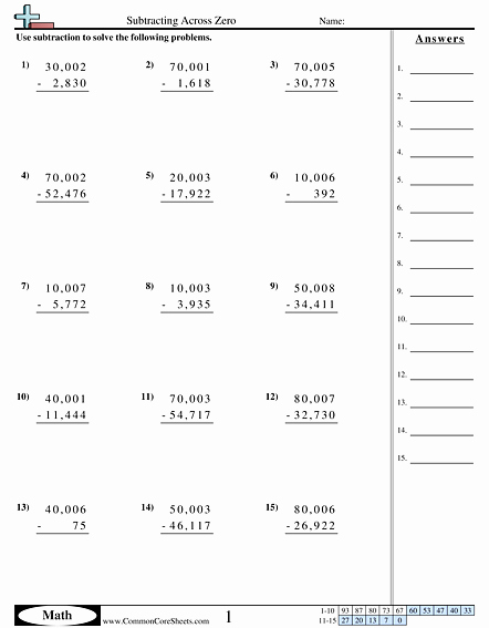 Subtracting Across Zeros Worksheet Beautiful Subtraction Worksheets