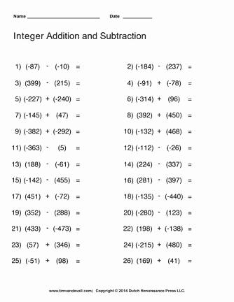 Subtracting Integers Worksheet Pdf Luxury Adding and Subtracting Integers Worksheet