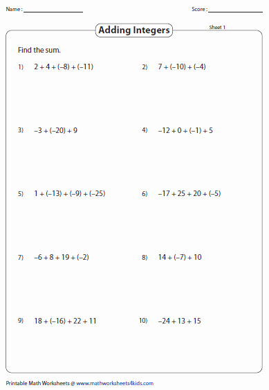 Subtracting Integers Worksheet Pdf Luxury Adding and Subtracting Integers Worksheets