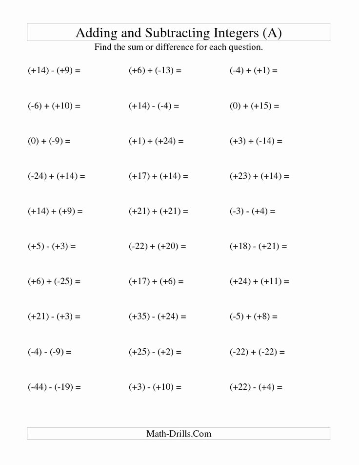 48 Subtracting Integers Worksheet Pdf