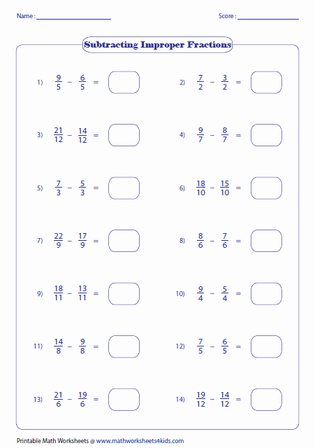Subtracting Mixed Numbers Worksheet Awesome Subtracting Fractions Worksheets