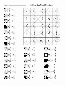 Subtracting Mixed Numbers Worksheet Beautiful Subtracting Mixed Numbers Color Worksheet by Aric Thomas