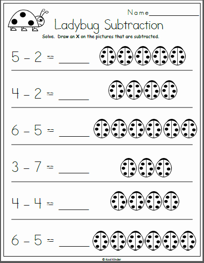 Subtraction Worksheet for Kindergarten Awesome Ladybug Subtraction Worksheet for Kindergarten