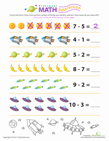 Subtraction Worksheet for Kindergarten Awesome Preschool Math Stellar Subtraction