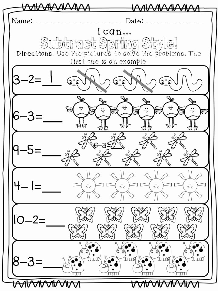 Subtraction Worksheet for Kindergarten Best Of Spring Fling Kindergarten Math &amp; Literacy Printables