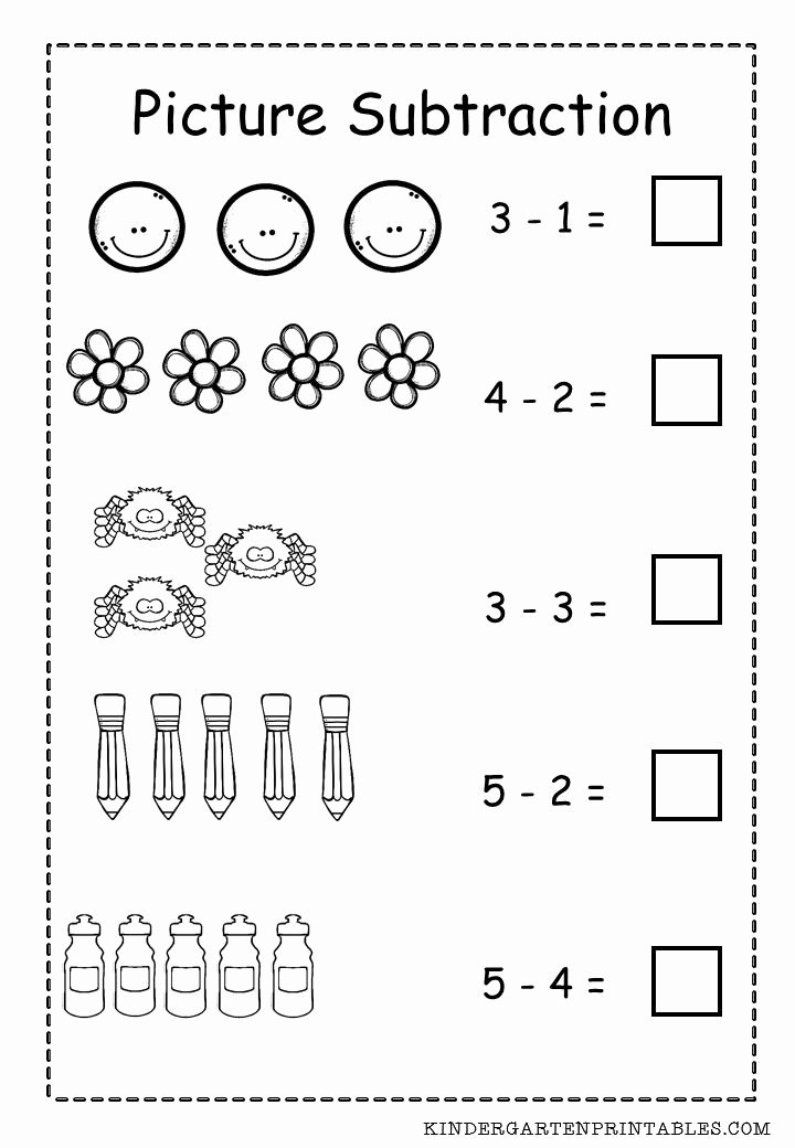 Subtraction Worksheet for Kindergarten Fresh Basic Picture Subtraction Worksheet Free Printable Basic