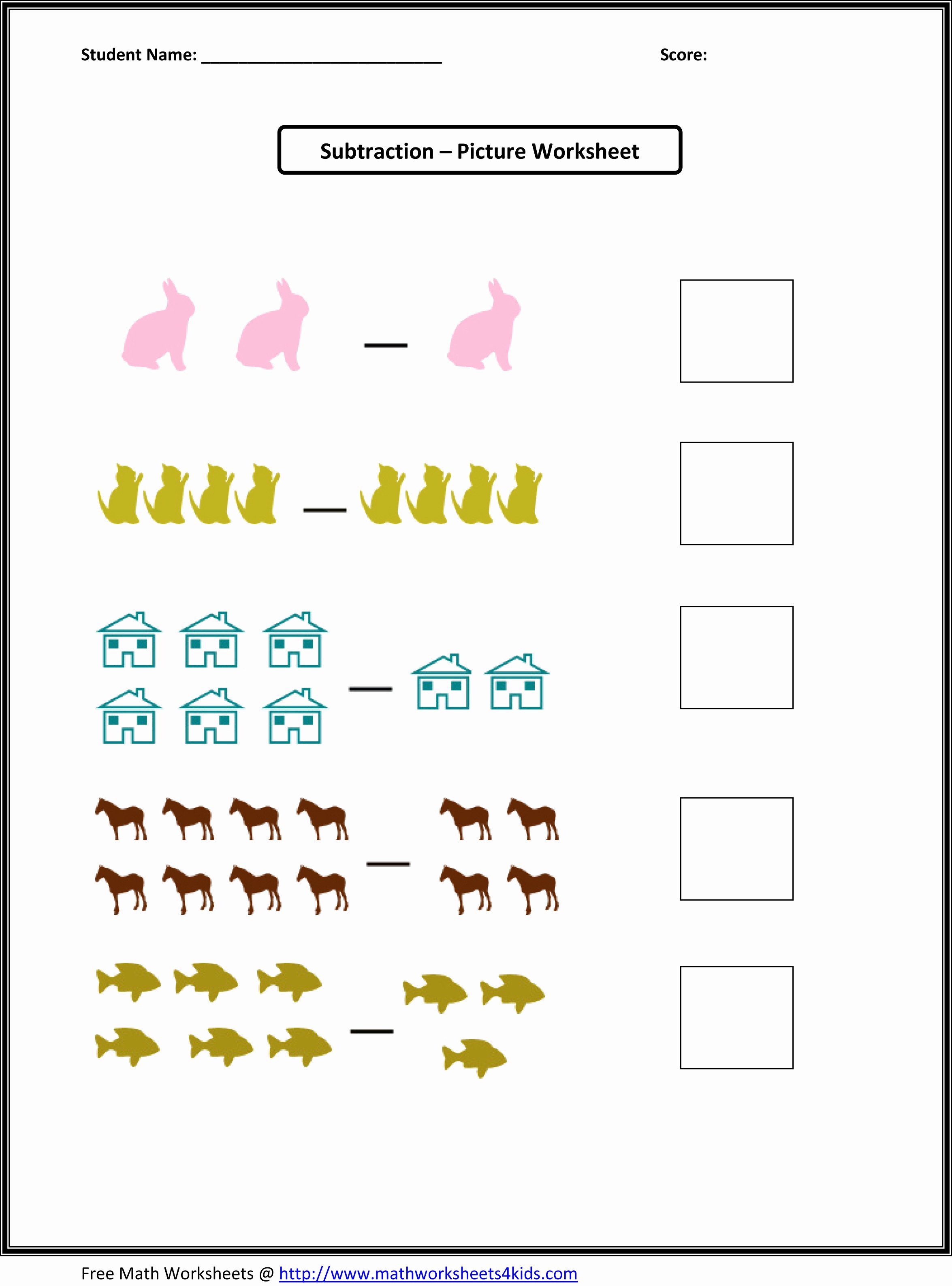 Subtraction Worksheet for Kindergarten Fresh Kindergarten Math Worksheets