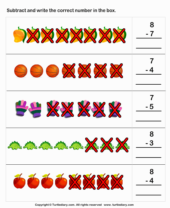 Subtraction With Pictures Worksheets