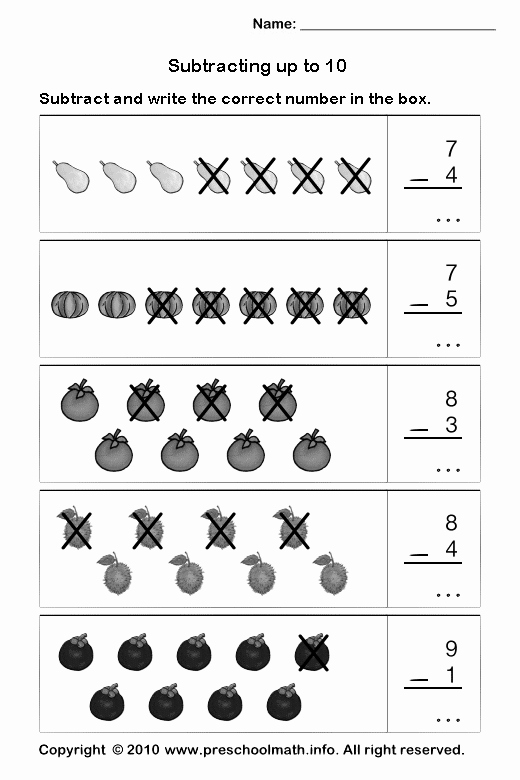 Subtraction Worksheet for Kindergarten Inspirational Subtraction Worksheets Math Pinterest