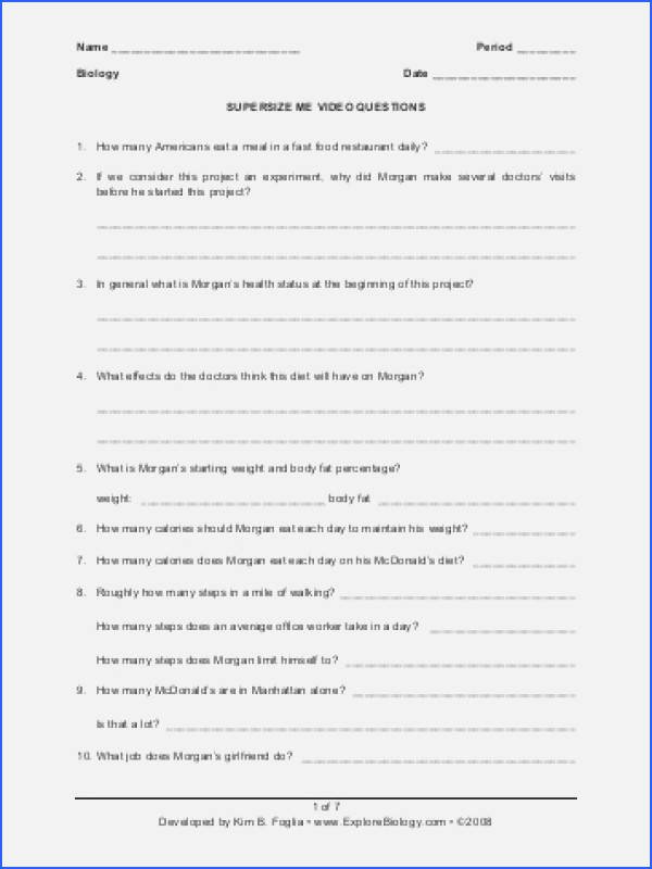 Super Size Me Worksheet Answers Best Of Supersize Me Worksheet Answers