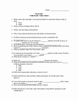 Super Size Me Worksheet Answers Lovely Milk Made Video Sheet by Facs are Fun