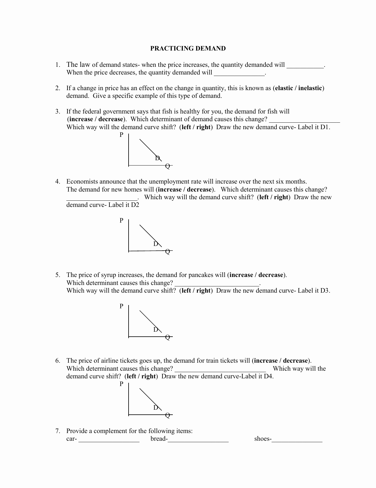 Supply and Demand Worksheet Unique Reasons for Changes In Supply Worksheet Answers Math