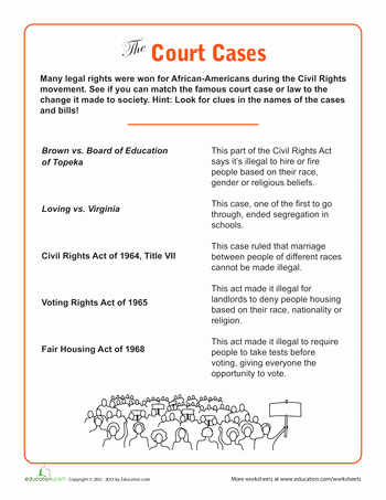 Supreme Court Cases Worksheet Answers Awesome Civil Rights Court Cases Shirleyo