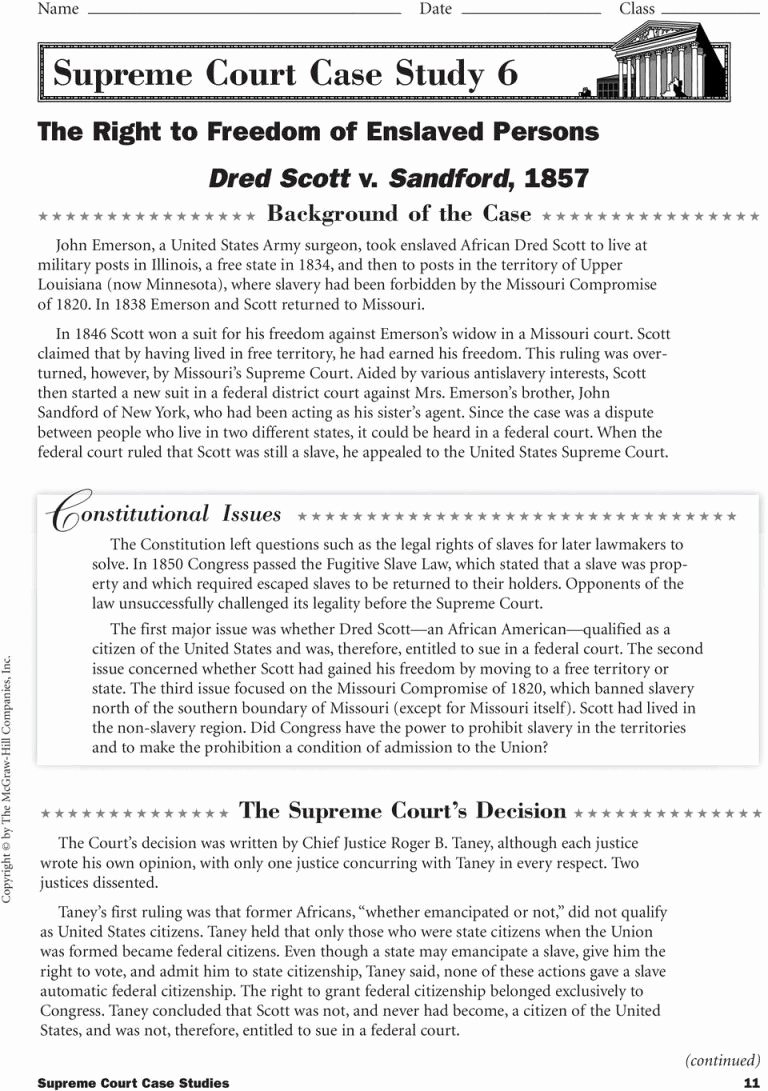 Supreme Court Cases Worksheet Answers Beautiful Landmark Supreme Court Cases Worksheet Answers