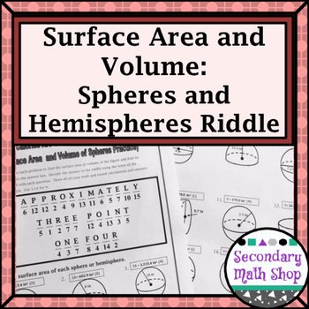 Surface area and Volume Worksheet Fresh Surface area and Volume Spheres and Hemispheres Riddle