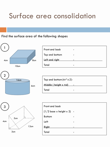 Surface area and Volume Worksheet Inspirational Surface area Worksheets by Holyheadschool