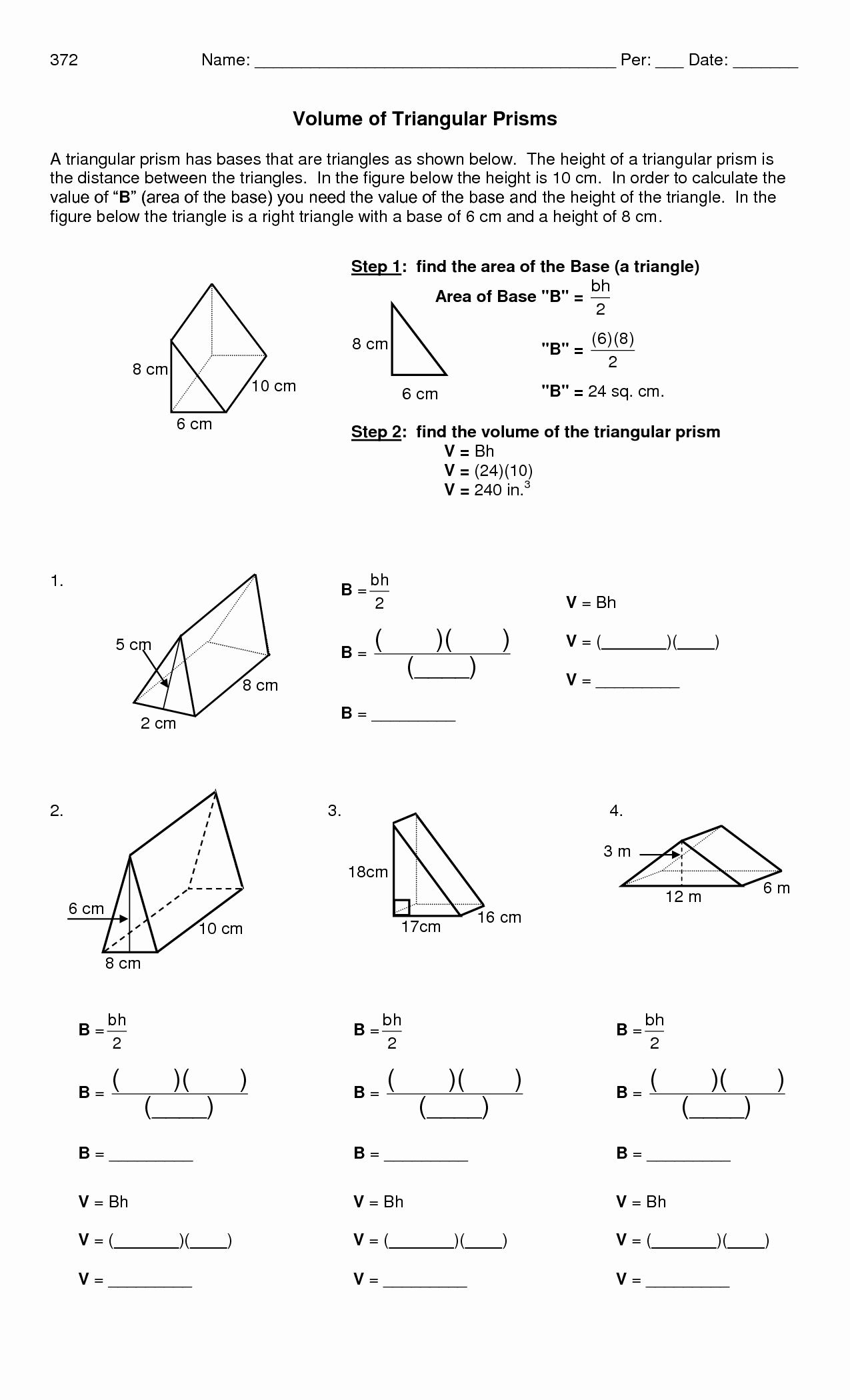 Surface area and Volume Worksheet New Volume and Surface area Of Prism Worksheets Google
