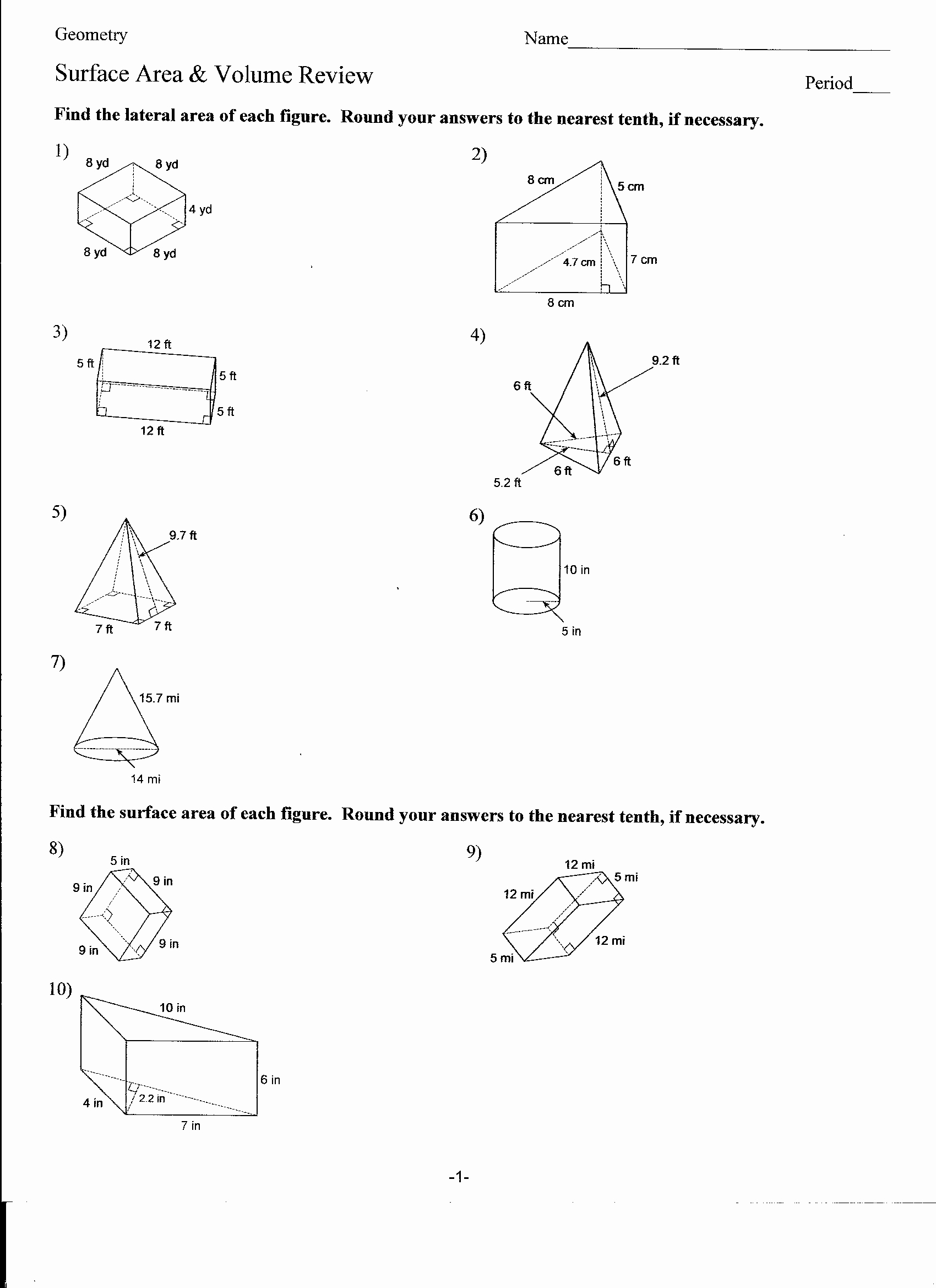 Surface area and Volume Worksheet Unique 13 Best Of Surface area Cylinder Worksheet 8th