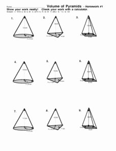 Surface area Of Pyramid Worksheet Beautiful Volume Of Pyramids 7th 9th Grade Worksheet