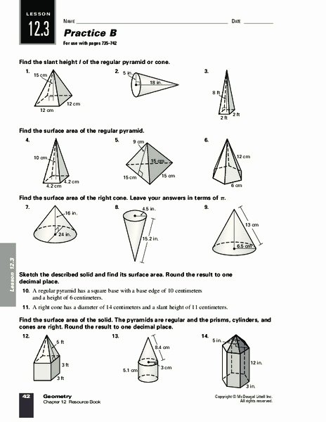 surface area of pyramids and cones