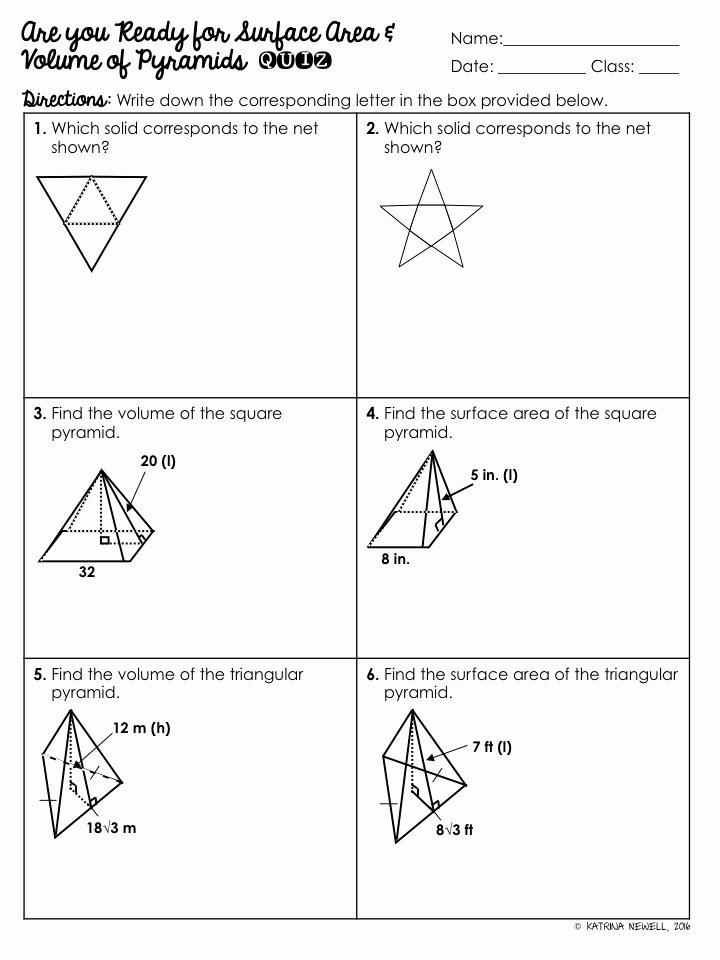 50 Surface Area Of Pyramid Worksheet