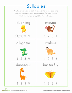 Syllable Worksheet for Kindergarten Best Of Finding Syllables Worksheet