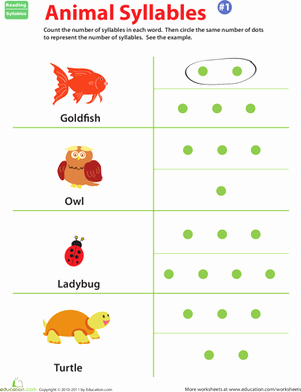 Syllable Worksheet for Kindergarten Elegant Animal Syllables 3 Worksheet