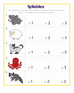Syllable Worksheet for Kindergarten Fresh Syllables Quiz Worksheet