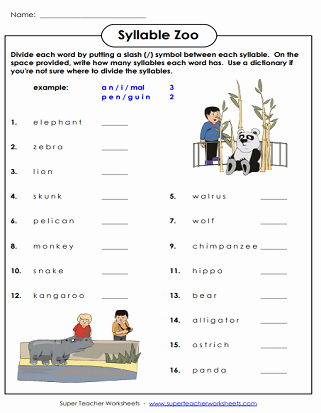 Syllable Worksheet for Kindergarten Lovely Syllable Worksheets Breaking Words Into Syllables