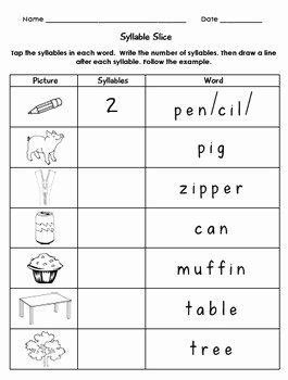 Syllable Worksheet for Kindergarten Lovely Syllable Worksheets by Teachplanlove