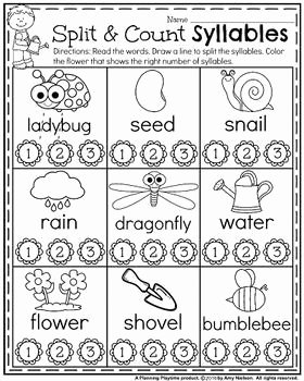Syllable Worksheet for Kindergarten New 1st Grade Math and Literacy Printables May