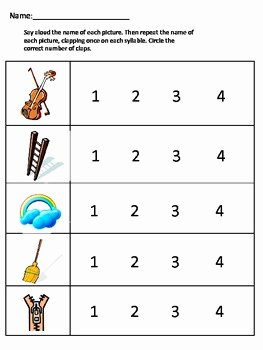 Syllable Worksheet for Kindergarten New Syllables Worksheets 36 by Dressed In Sheets
