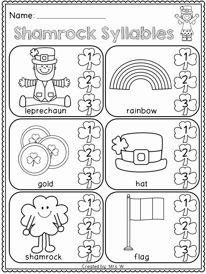 Syllables Worksheet for Kindergarten Awesome Free St Patrick S Day Literacy and Math Printables