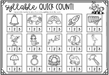 kindergarten worksheets syllables