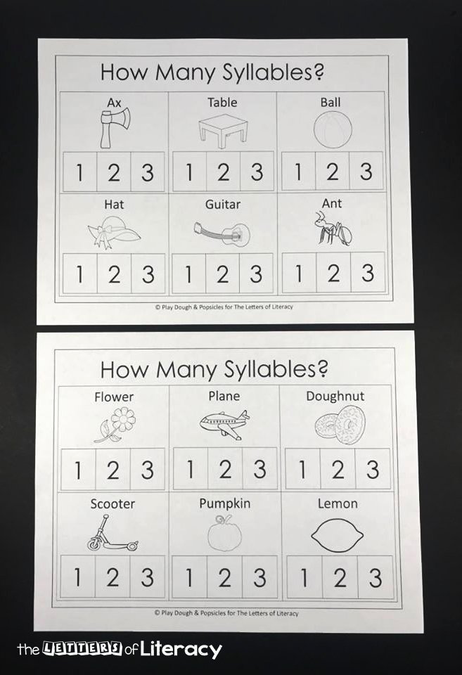 kindergarten worksheets over syllables
