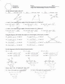 Symbiosis Worksheet Answer Key Best Of 1 5 Angle Pair Relationships Practice Worksheet Day 1 Jnt