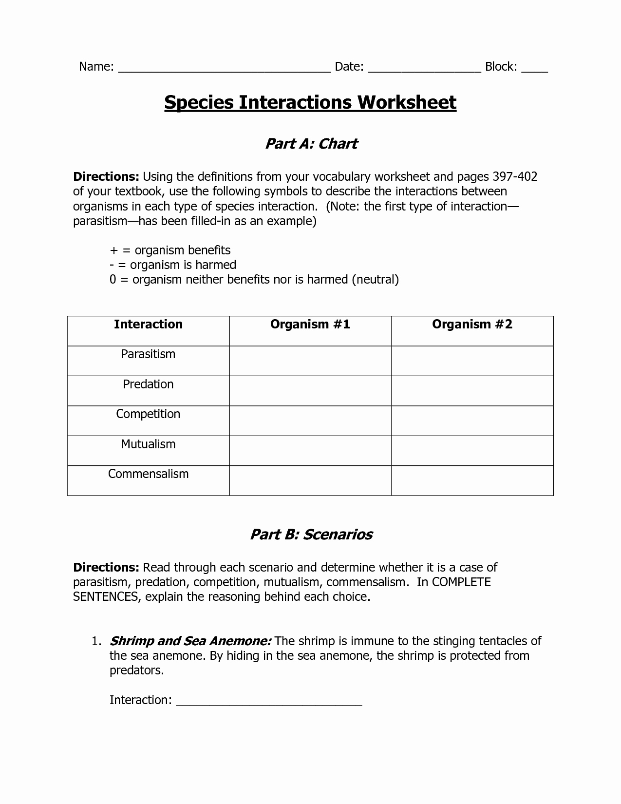Symbiosis Worksheet Answer Key Inspirational 12 Best Of Munities and Ecosystems Worksheets