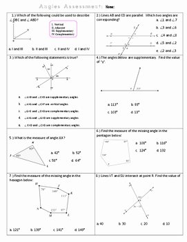 Symbiosis Worksheet Answer Key Lovely Angle Relationships Quiz with Answer Key by Math Maker
