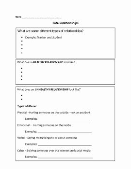 Symbiosis Worksheet Answer Key Unique Healthy Relationships Worksheet by Creativity Wins