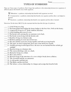 Symbiotic Relationships Worksheet Answers Fresh Page 1 Types Of Symbiosis Worksheetc