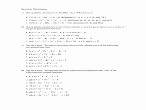 Synthetic Division Worksheet with Answers Awesome Using Synthetic Substitution and the Factor theorem to