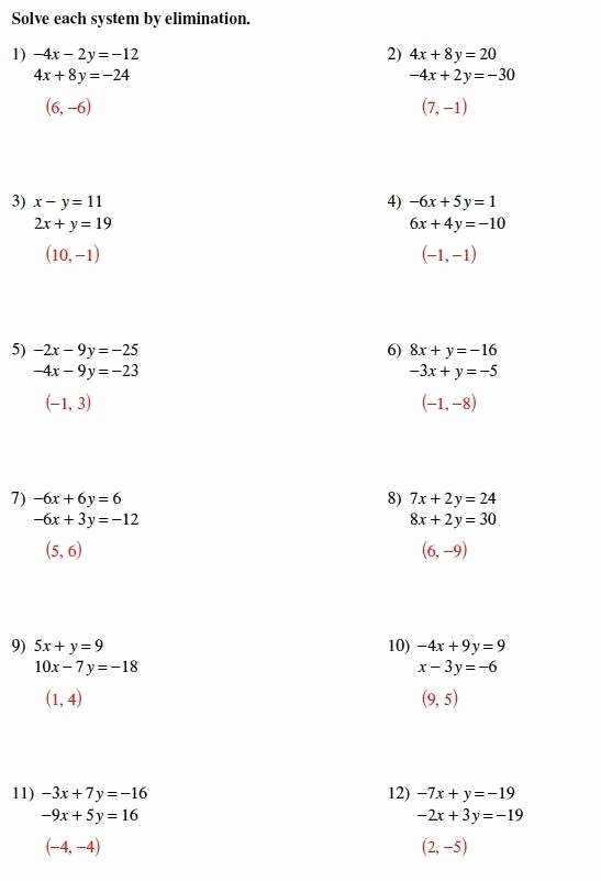 Systems Of Equations Elimination Worksheet Elegant Elimination Method Worksheet