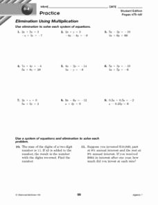 Systems Of Equations Elimination Worksheet Inspirational System Of Equations Elimination Using Multiplication