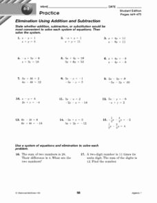 Systems Of Equations Elimination Worksheet New System Of Equations Elimination Method Using Addition and