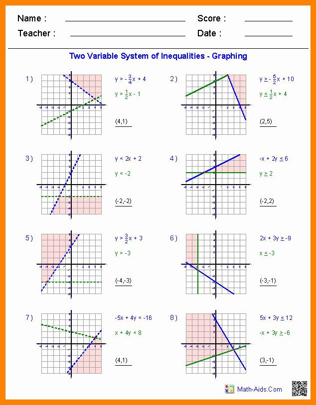 Systems Of Equations Graphing Worksheet Elegant System Inequalities Worksheet