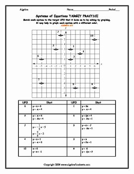 Systems Of Equations Practice Worksheet Best Of Systems Of Equations solve by Graphing Worksheet Ufo by