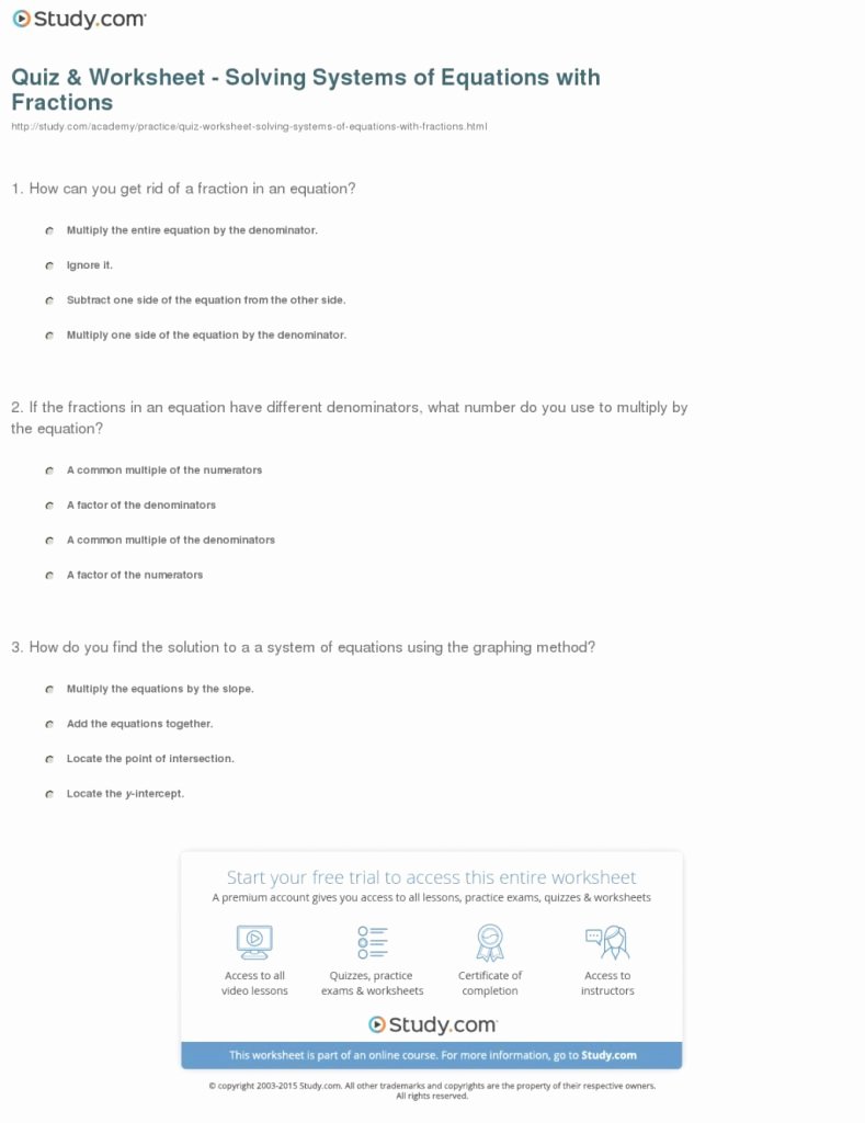 Systems Of Equations Review Worksheet Awesome Our Review Of Quiz Worksheet solving Systems Equations