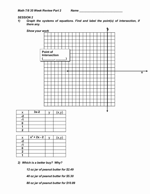 Systems Of Equations Review Worksheet Beautiful Math 7 8 Review Part 2 Pythagorean theorem and Systems Of
