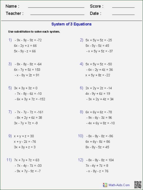 Systems Of Equations Substitution Worksheet Awesome solve Systems Linear Equations by Substitution